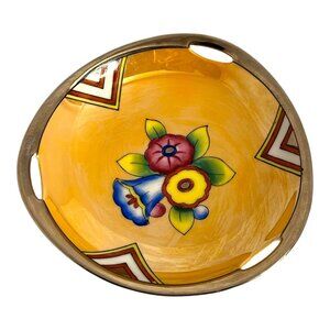 Vintage Noritake Hand-Painted Floral Handled Bowl Made in Japan Yellow Ceramic D